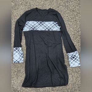 Black Long Sleeve Dress with Plaid Accents